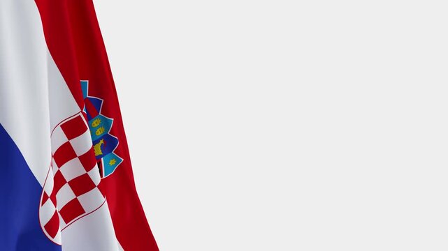 Croatia Flag on Left Side, Waving National Symbol with Copy Space