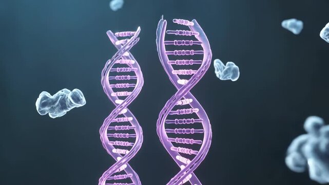Hyper Realistic DNA Replication Inside Cellular Environment Showing Double Helix Unzipping With Enzymes and Proteins