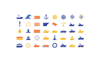Fototapeta premium Colorful set of flat icons for various services and activities