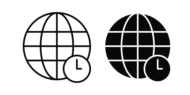 Time zones icon collection in black vectors. Eps10 icons