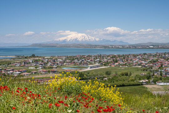  A spring time  landscape view of Mount Suphan  is a stratovolcano located in eastern Turkey, immediately north of Lake Van. It is the second highest volcano in Turkey,