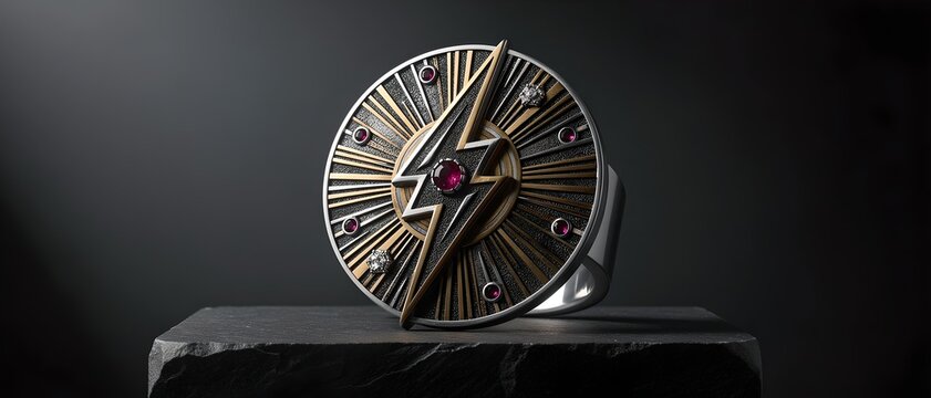 The Storm Sentinel: Gold & Silver Ring with Ruby Accents 