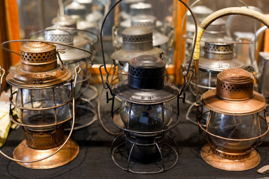 Antique lanterns in a historic western building