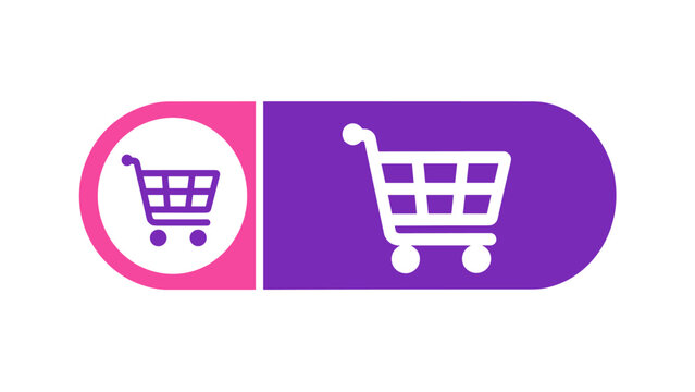 Shopping cart icon in pink and purple rounded button