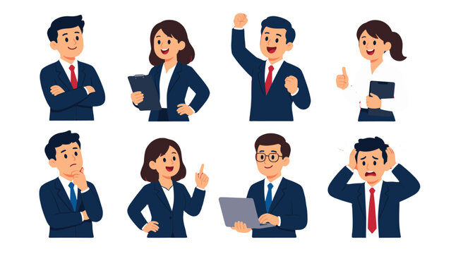 Business people character set with different office poses