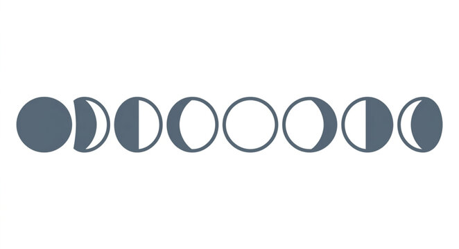 Minimal lunar phase sequence icons illustration.