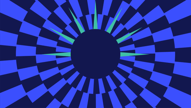 Abstract geometric radial pattern background with modern blue spiral effect for sports event banner