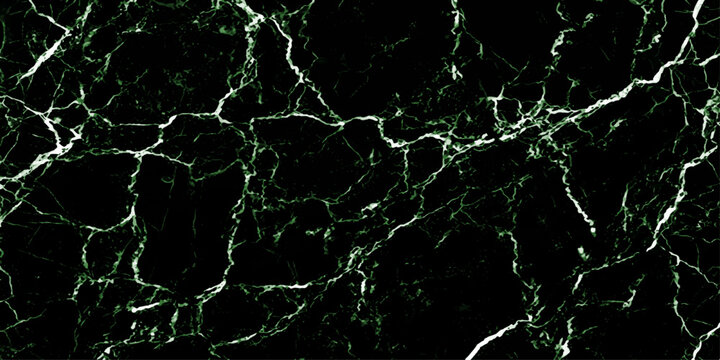 Abstract Green Veins on Black Marble: A striking close-up of dark green marble with intricate white veins creating an abstract, organic pattern.