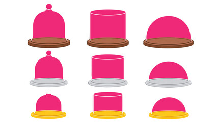 Glass cloche display domes set on round trays in vector style © Alan