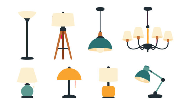 Set of assorted indoor lamps and hanging light fixtures