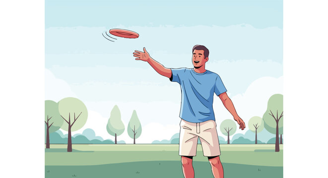 Man playing frisbee in a park