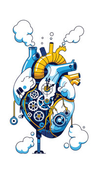 Mechanical heart with clockwork and steam