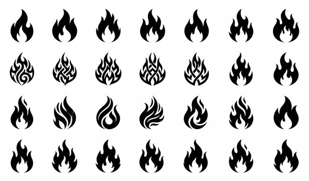 Black Flame Icons SVG Bundle set
