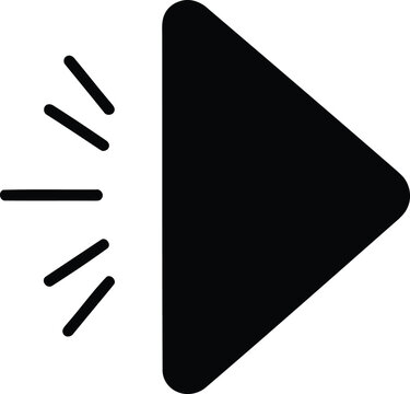 Play button icon with burst or light effect navigation interface activation