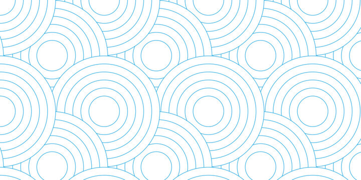 Modern abstract blue circle line patter background. Seamless design for banner and wave overlapping geometric design.