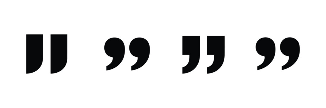 Quotation mark icon set speech quote symbols vector illustration