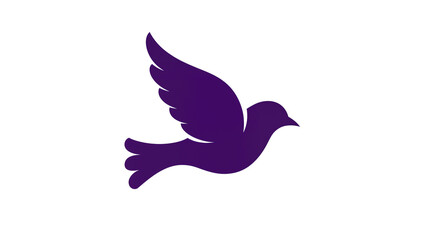 Fototapeta premium Isolated vibrant purple dove in graceful flight, embodying peace, hope, and spiritual freedom.