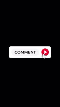 5 Vertical Comment Button Animations - Multi Style - Alpha Channel 4K. Includes click interactions, arrow and paper plane icons, and engagement call-to-action elements. 