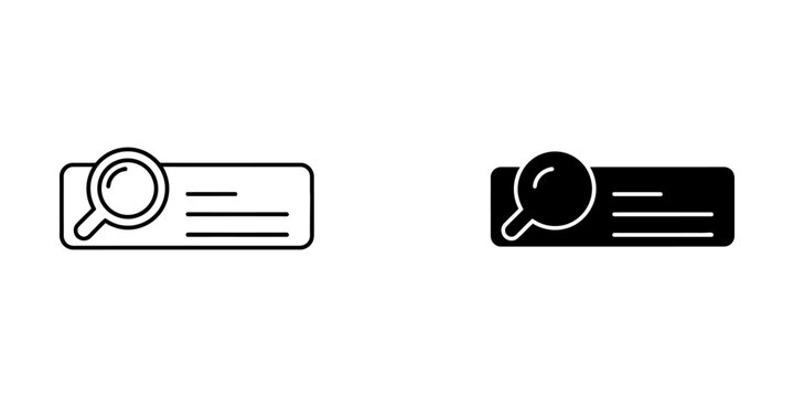 Horizontal search bar icon set with magnifying interface technology isolated