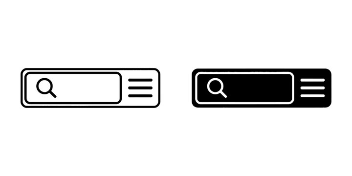 Search bar and interface menu vector icons with interface, navigation