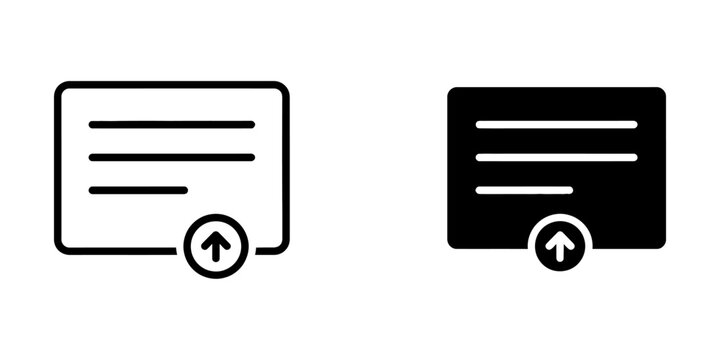Upload document content icon with arrow graphic document transfer interface