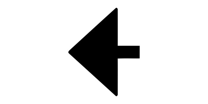 Black arrow icon pointing left isolated on white background with direction