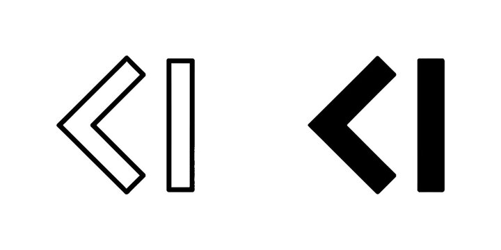 Angle bracket and vertical line icons in outline and glyph styles with brackets