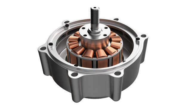 Isolated drone motor stator and rotor assembly featuring copper windings and metal structure