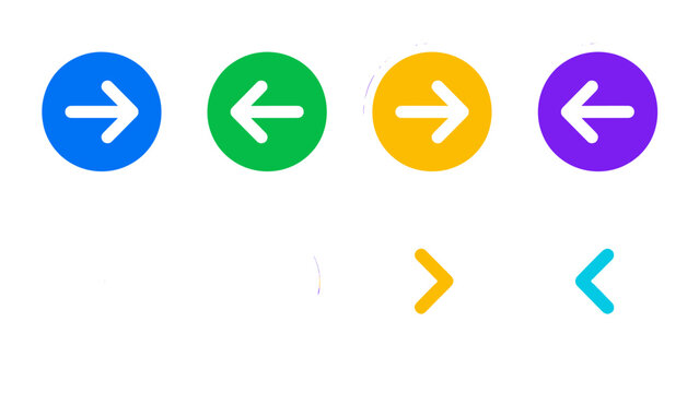 Colorful left and right arrow button icon set