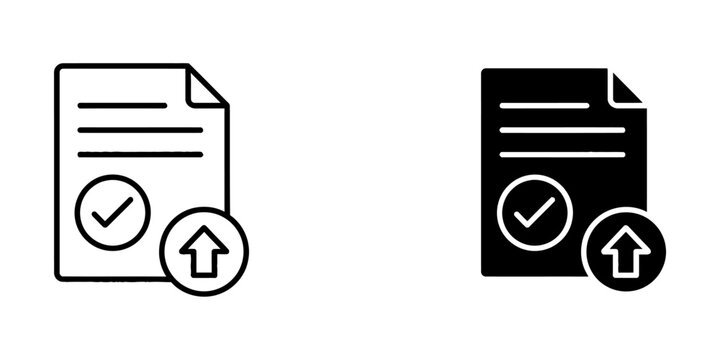 Document approval and upload status icon set with document verified business