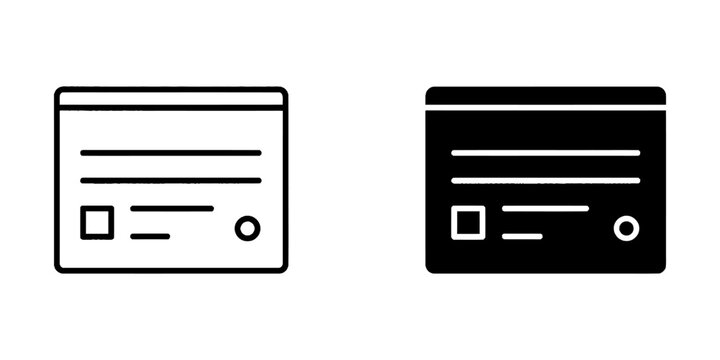 Web browser window interface icon in linear and solid style with interface