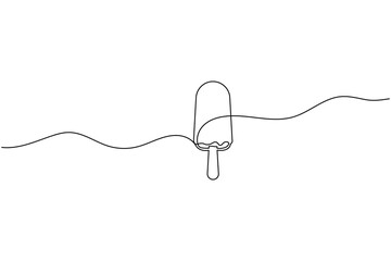 Obraz premium Melting popsicle ice cream bar continuous one line drawing minimalist summer frozen dessert illustration
