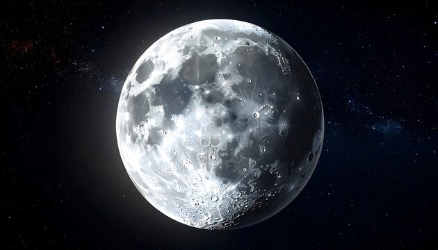 Half Illuminated Moon Against Deep Starry Night Sky