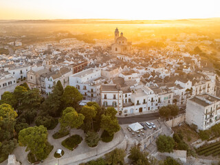 Plakat Aerial View of Locorotondo Old Town at Sunrise, Puglia, Italy