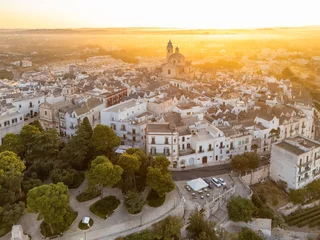 Fototapeten Mediterranes Europa Aerial View of Locorotondo Old Town at Sunrise, Puglia, Italy  © Mazur Travel