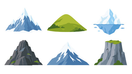 Set of mountain, hill, iceberg and rock vector landscapes © Alan