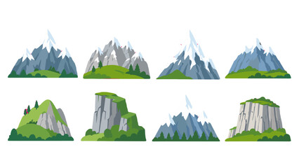 Obraz premium Set of stylized mountain and cliff landscape vector elements