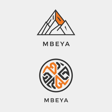 Abstract Mbeya Logo Design with Mountain and Pattern Symbols.