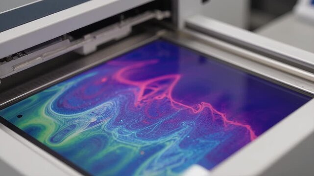 Vibrant Ink Patterns Creating Stunning Art on Printer Surface