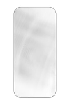 Transparent frosted glass frame with rounded corners and glossy reflection, isolated on a transparent background.
