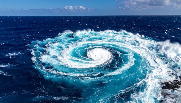 渦潮が海面に力強く巻くダイナミックな自然の光景