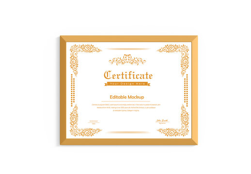 Certificate Frame Mockup Template