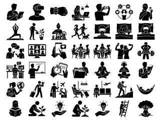 Obraz premium Collection of modern social and business people activity icons