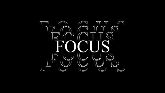 Kinetic Typography FOCUS Text Animation | Dynamic Echo Stacking Word Trail Motion Graphics on Black Background