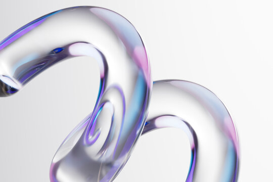 3D chrome neon glass over white interface