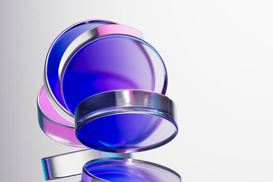 3D chrome neon glass over white interface