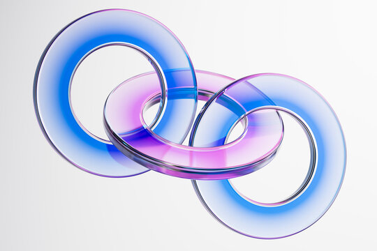 3D chrome neon glass over white interface