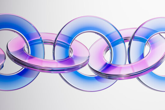 3D chrome neon glass over white interface