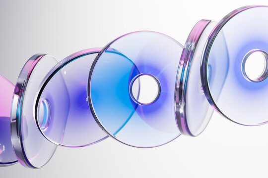 3D chrome neon glass over white interface