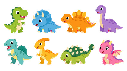 Cute cartoon dinosaur and dragon character set collection © Alan